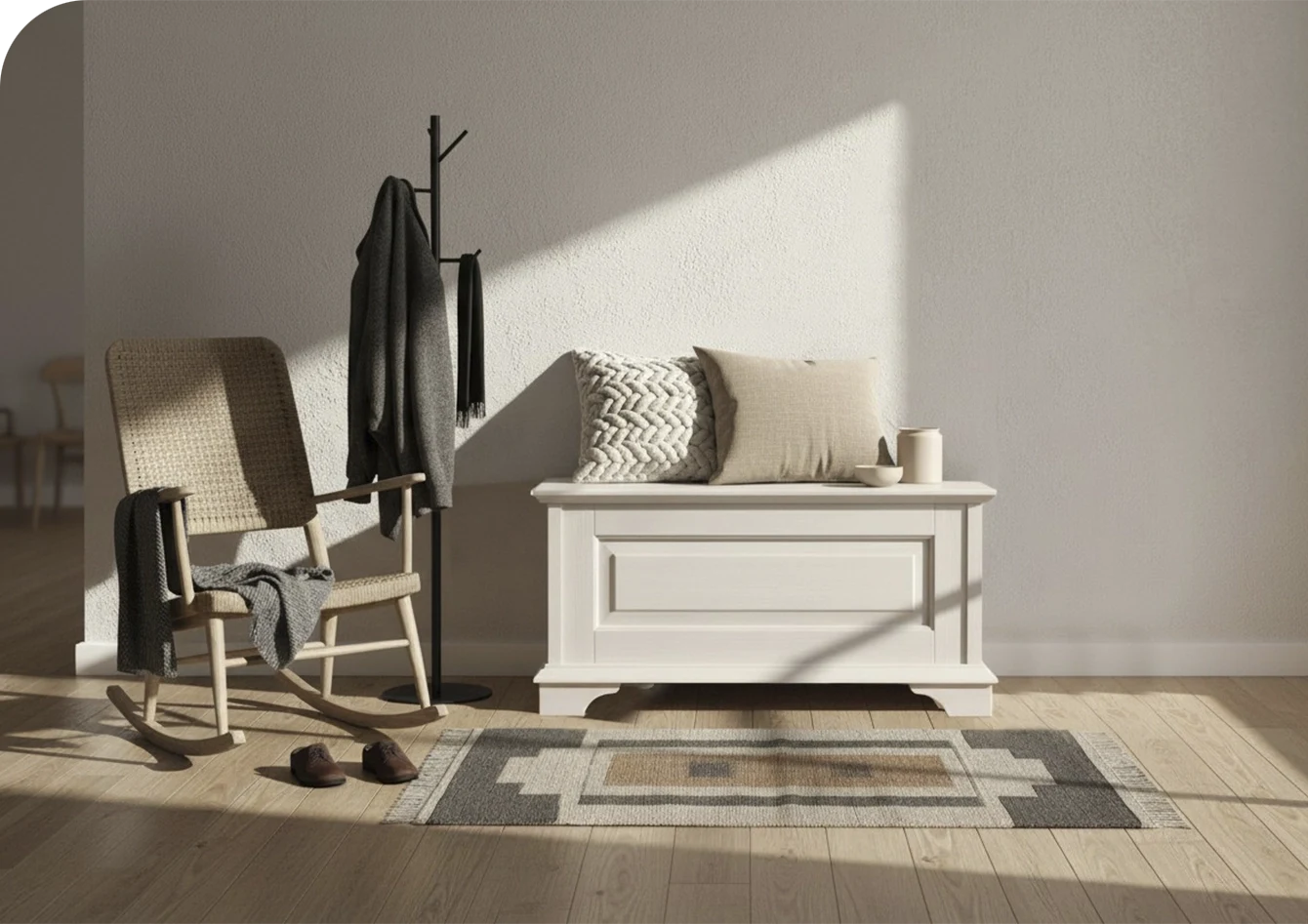Cassapanca in legno modello Ariette finitura magnolia