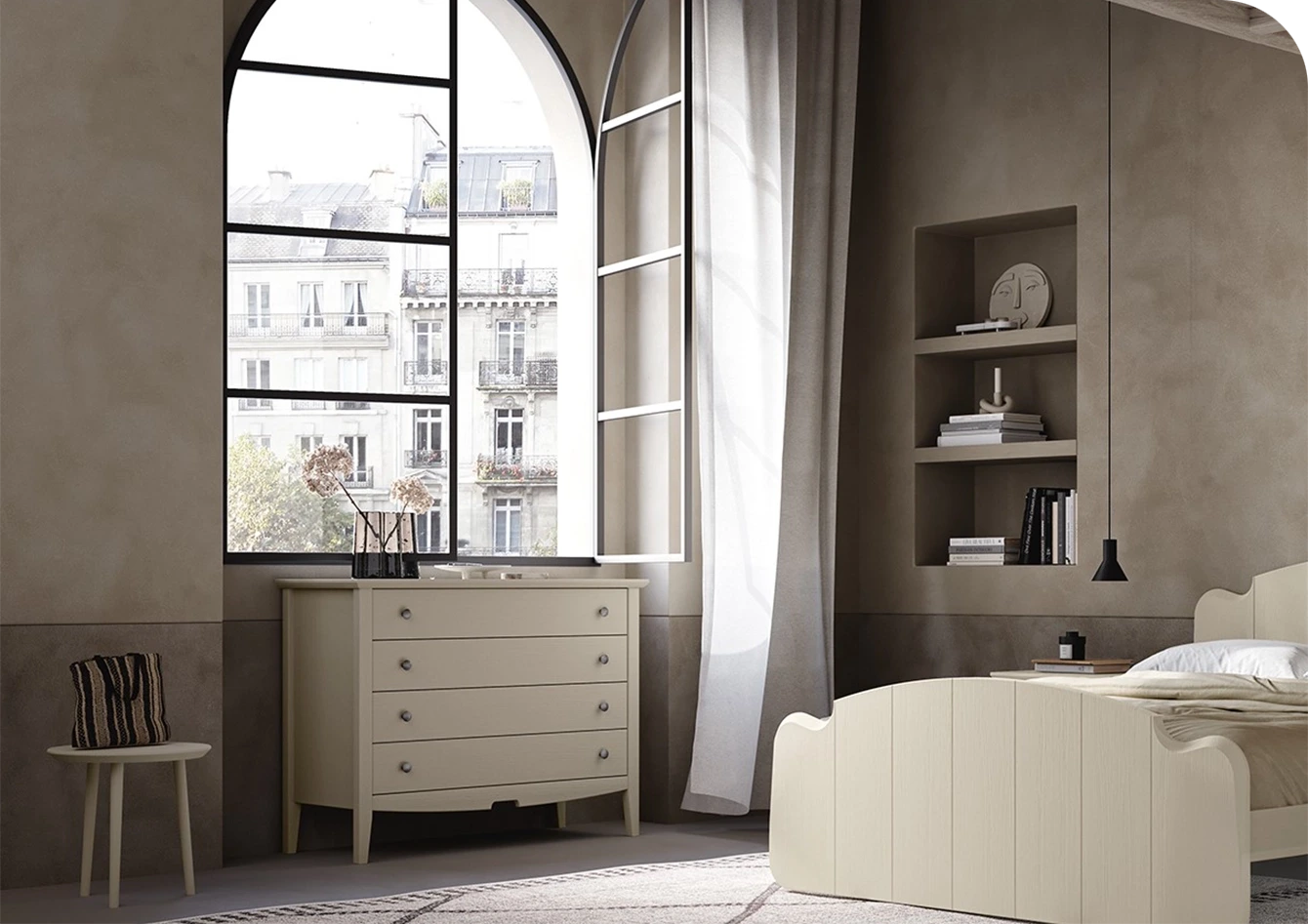 Comò in legno massello stile shabby