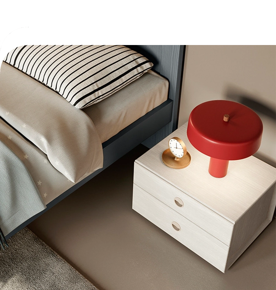 Comodini in legno di abete, laccati spazzolati