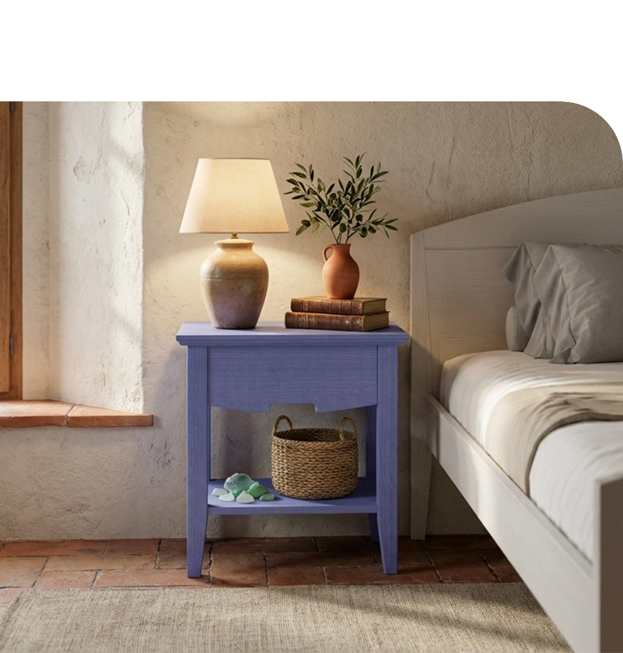 Comodino shabby chic a un cassetto, modello KORA