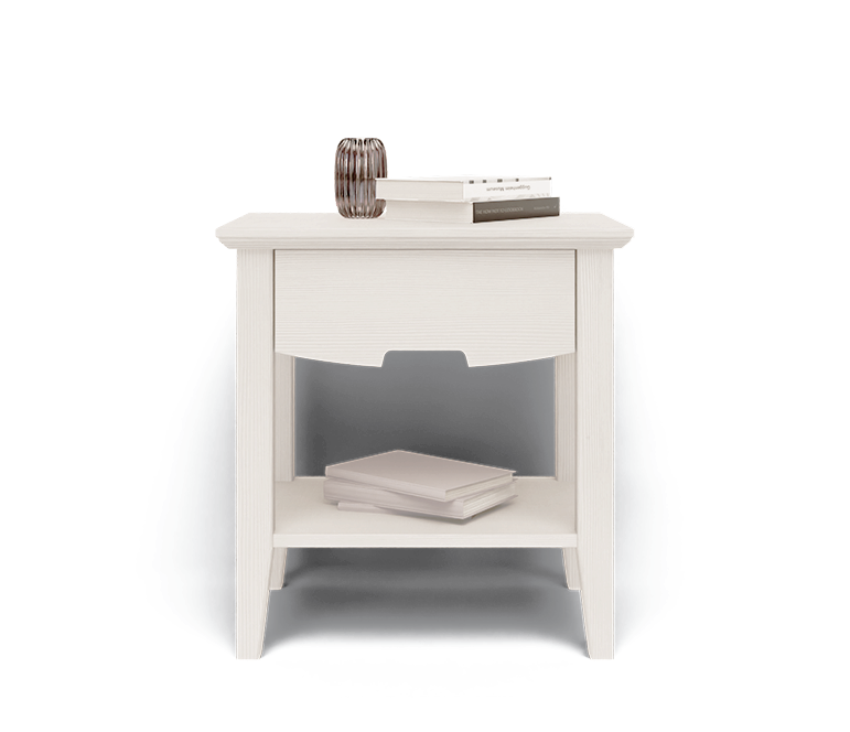 Comodino shabby chic di colore bianco, modello KORA