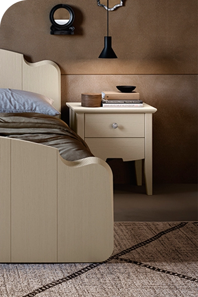 Dettaglio comodino legno Scandola KORA