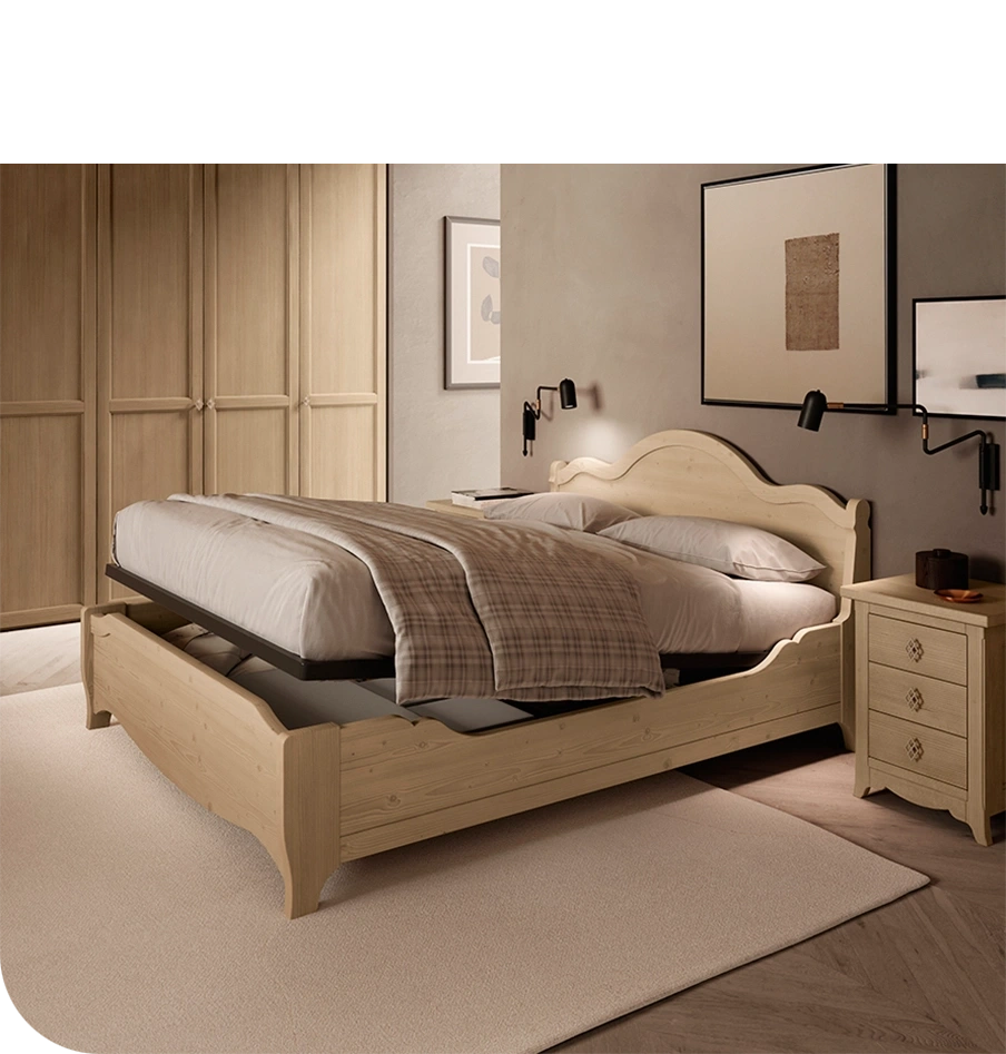 Letto classico contenitore, rete sollevabile un movimento