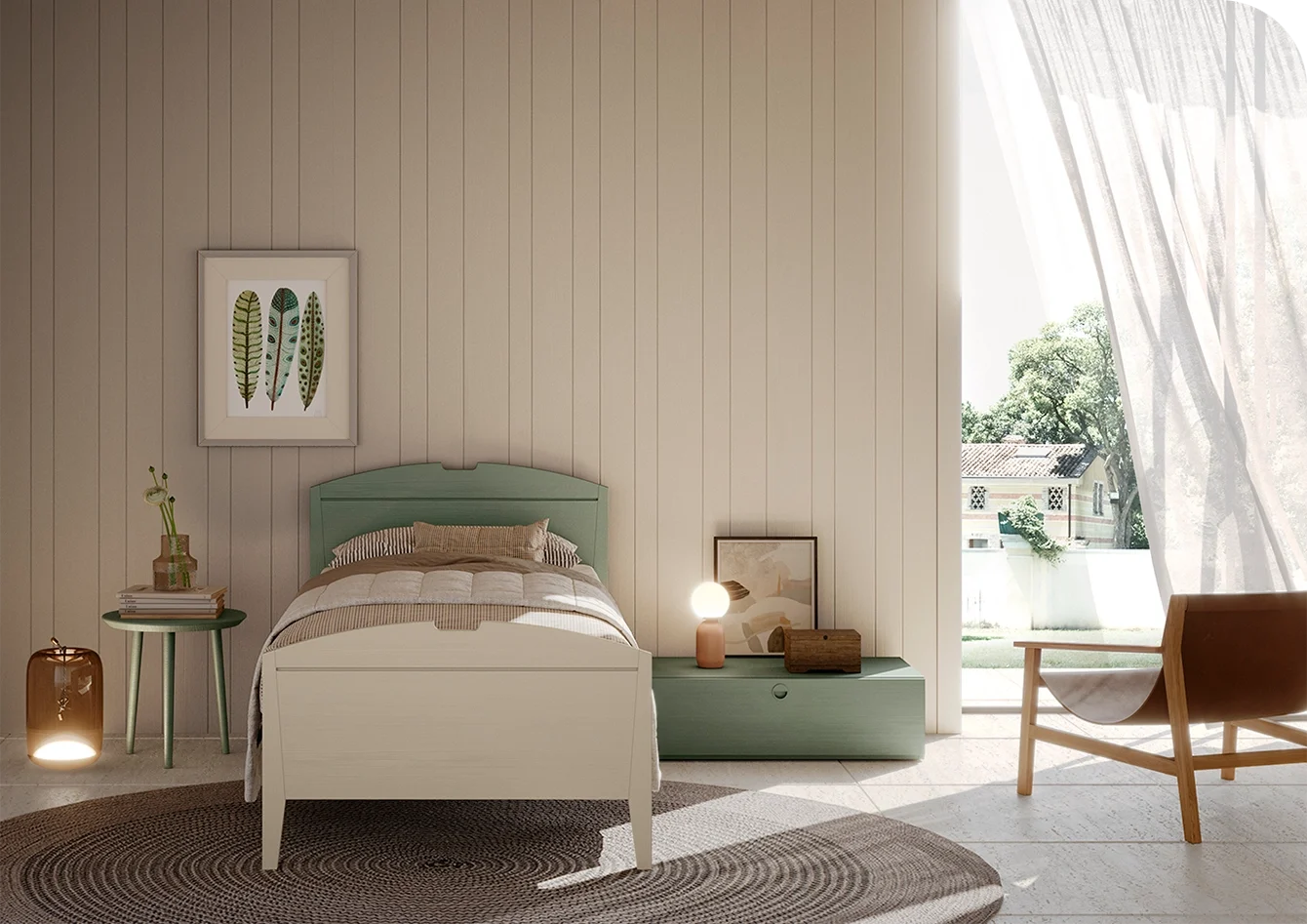 Letto in legno bicolore, modello KORA