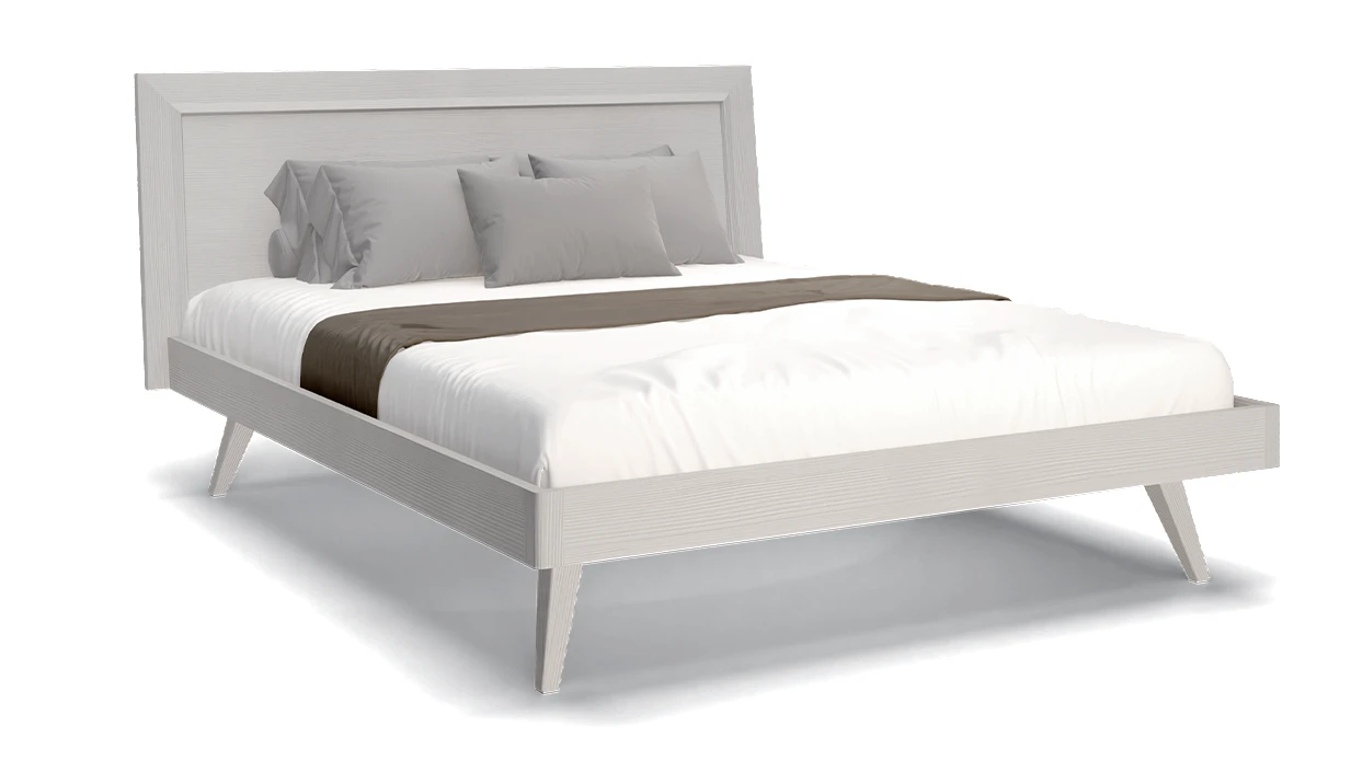 Letto matrimoniale con testiera in legno massello, FADA