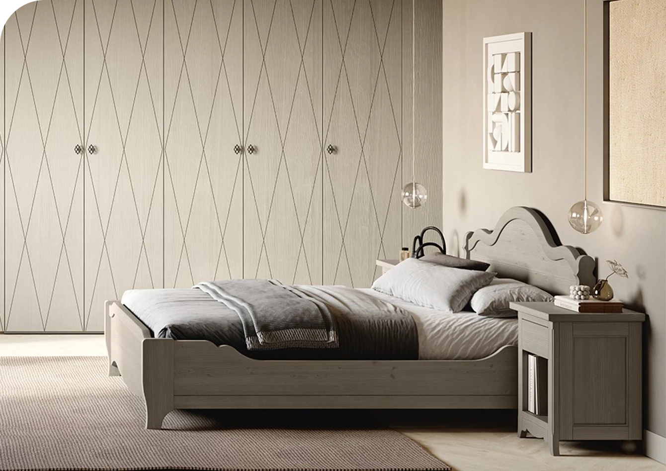 Letto matrimoniale classico contemporaneo, modello TABIÁ