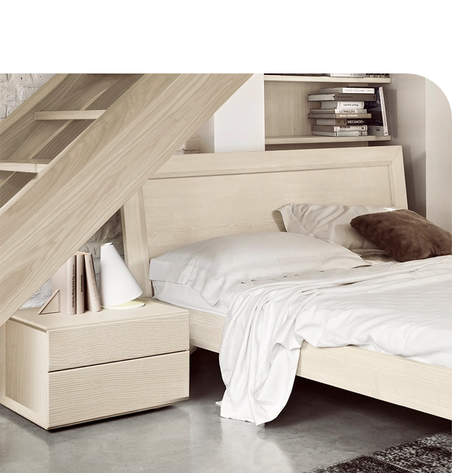Letto matrimoniale FADA con comodino QUADRA