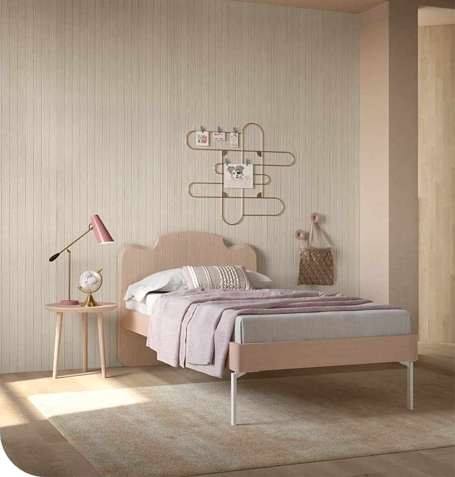 Letto piazza e mezza in legno massello