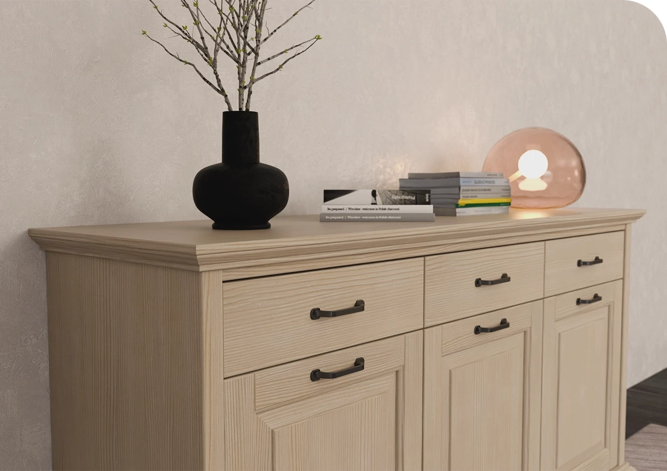 Particolare Madia in legno naturale Nocciola